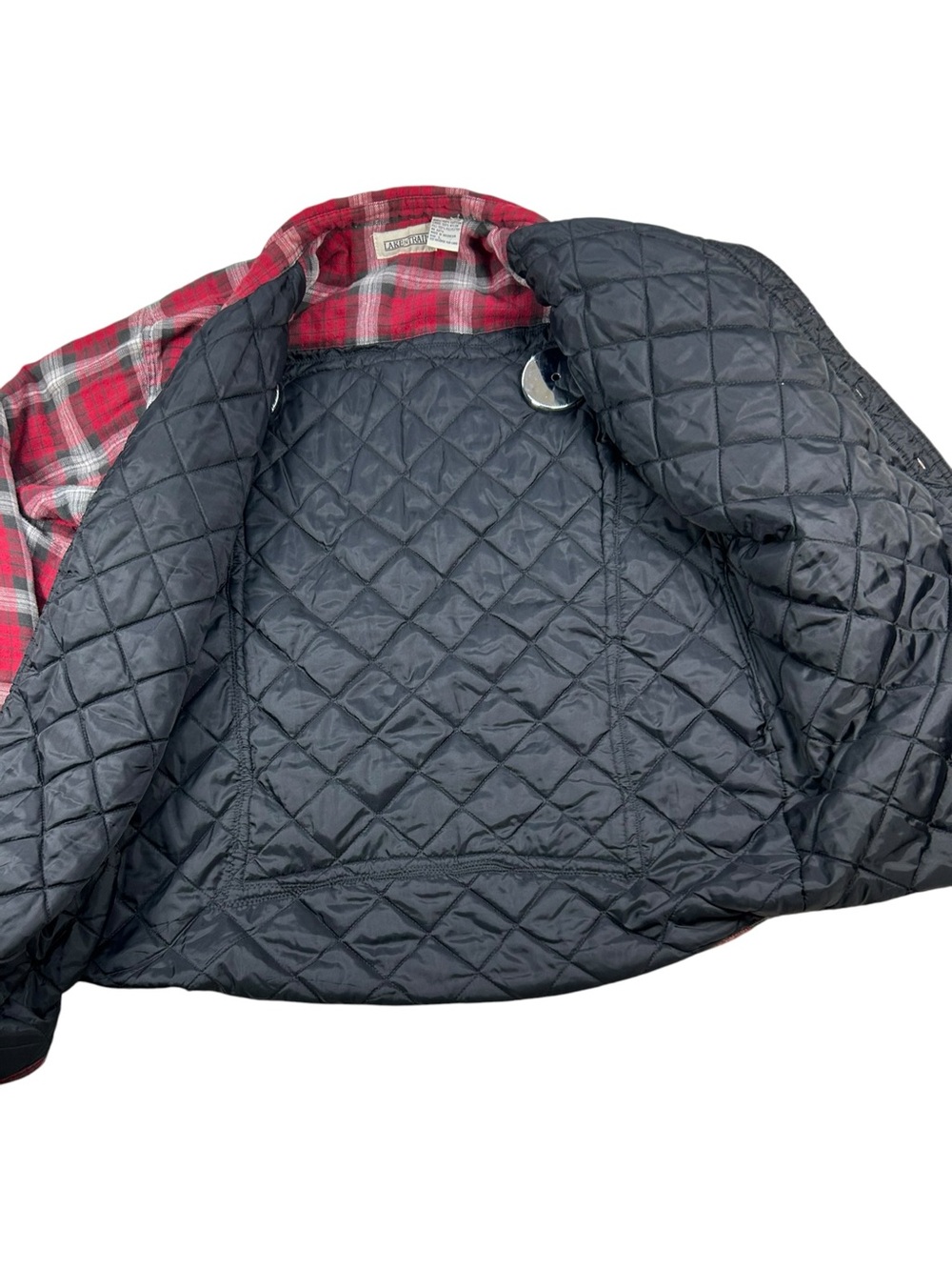 Red Plaid Flannel Jacket with Deadpool Back Patch - "Believe In Yourself" Size L - Picture 4 of 8